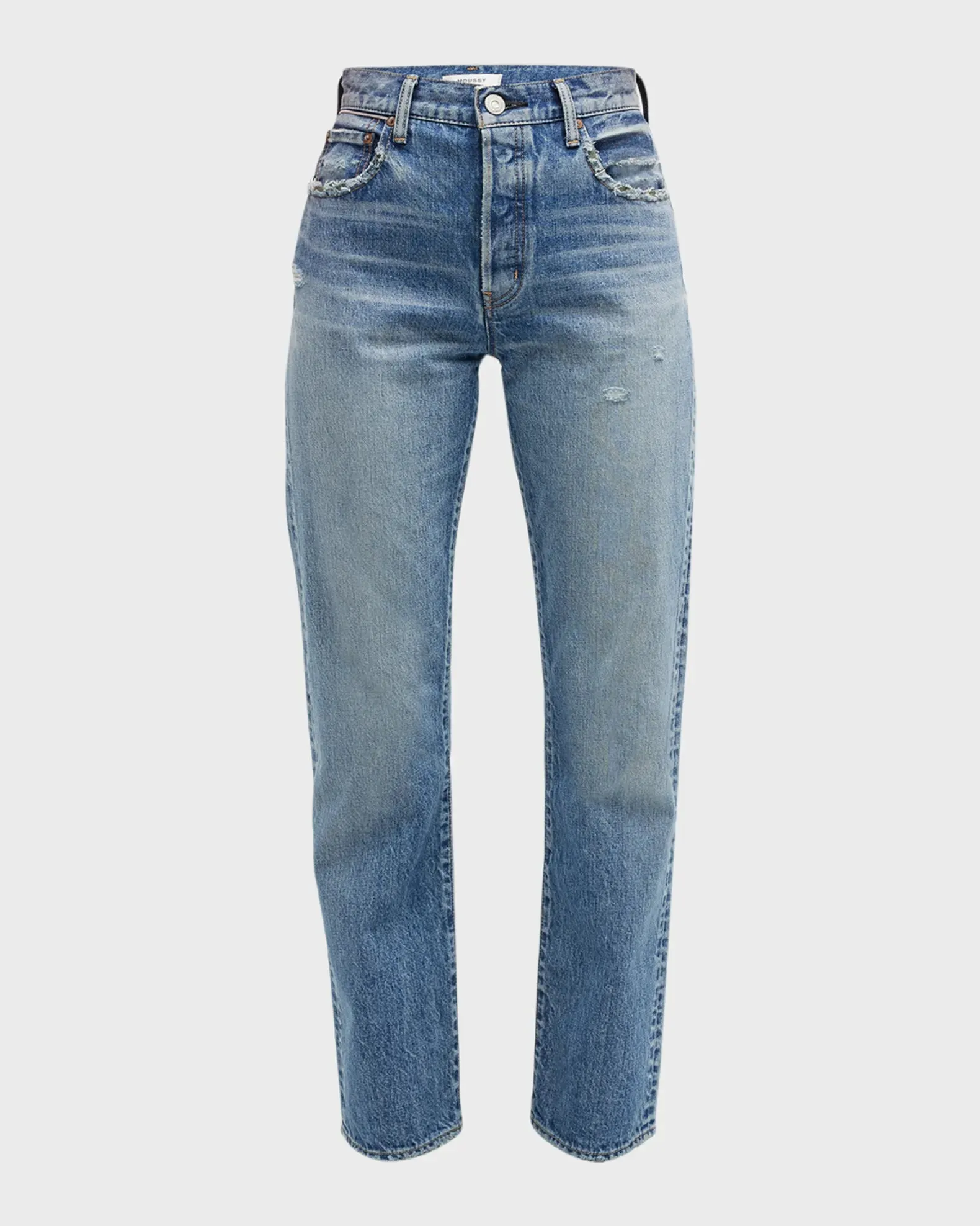 MV Ridgemont High Rise Distressed Straight Ankle Jeans