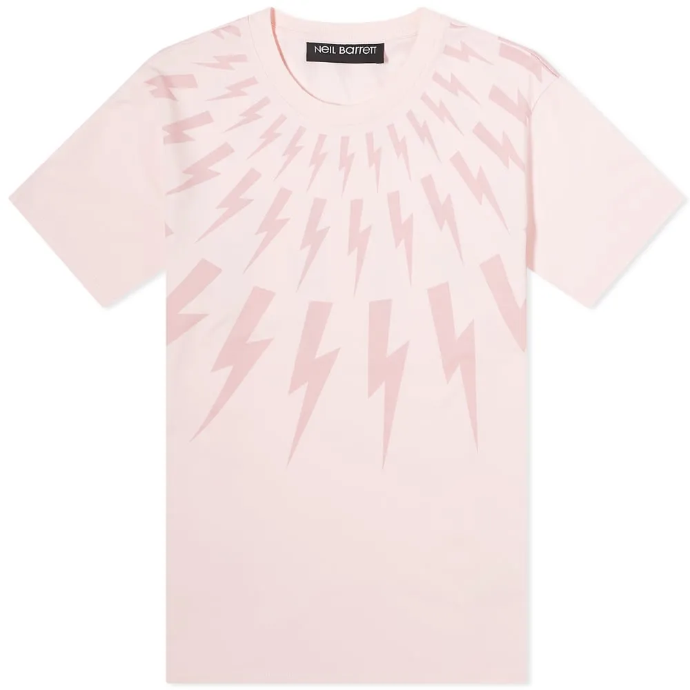 Neil Barrett Fairisle Thunderbolt T-ShirtPink & Dark Pink