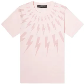 Neil Barrett Fairisle Thunderbolt T-ShirtPink & Dark Pink