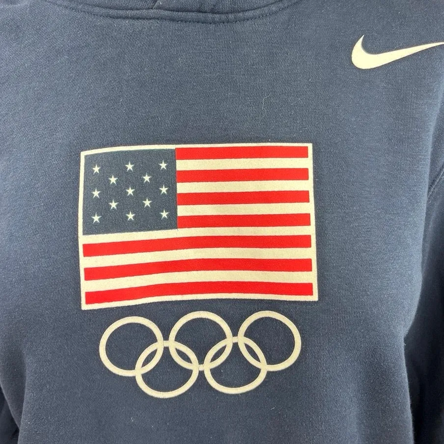 Nike Therma Fit Unisex Navy Blue USA American Olympics Hoodie Sweatshirt Size M