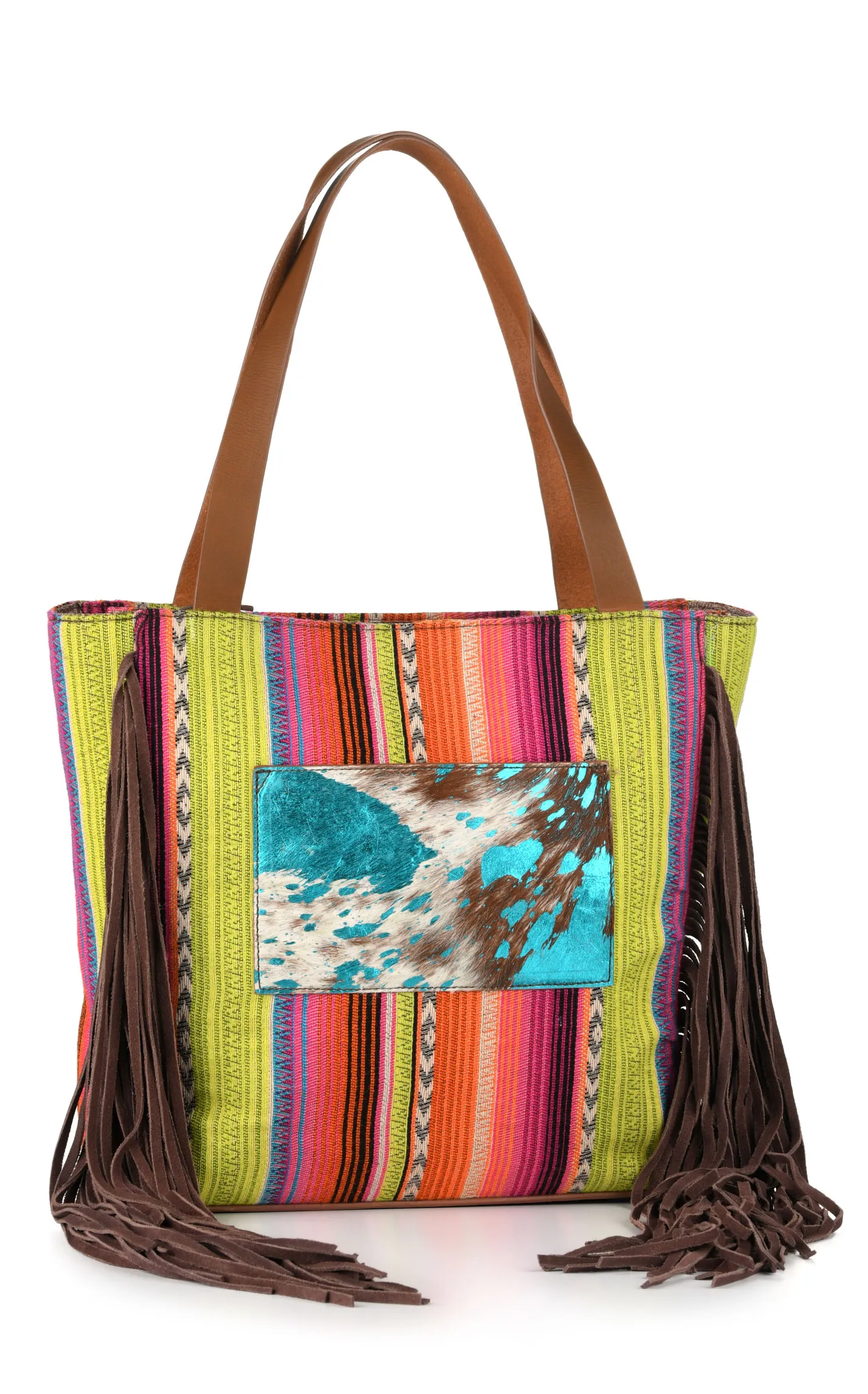 Nocona Women's Skylar Bright Colorful Serape Blanket Fringed Tote Bag