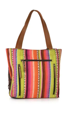 Nocona Women's Skylar Bright Colorful Serape Blanket Fringed Tote Bag