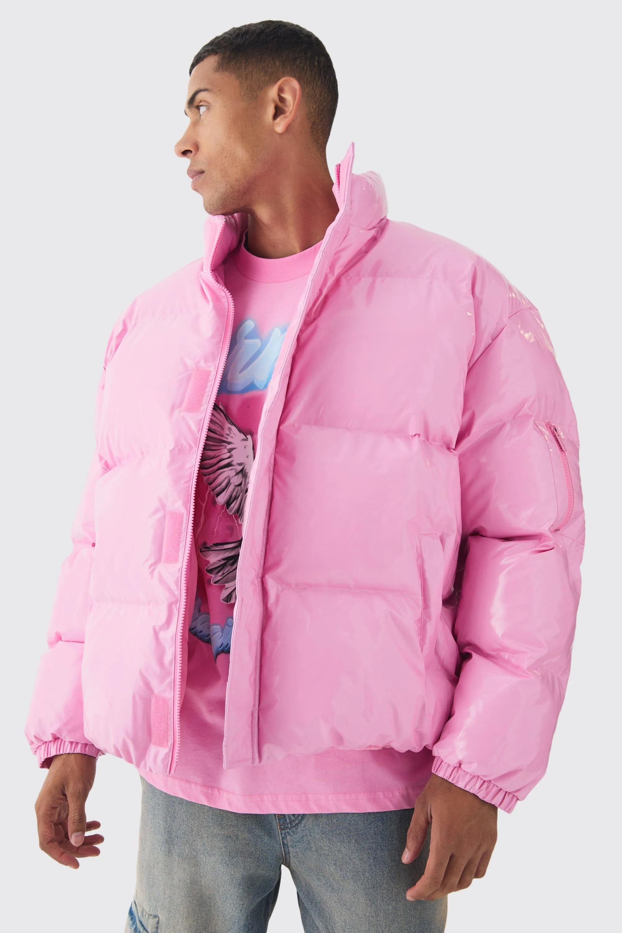 Oversized Boxy Vinyl Boxy Puffer Jacket