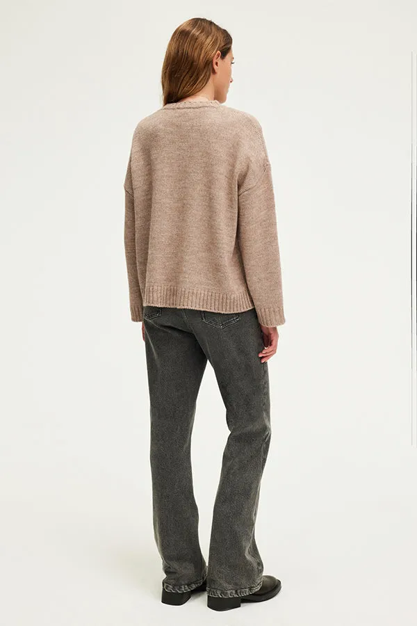 PabloJOSSIA BEIGE WOOL BLEND ROUND NECK SWEATER