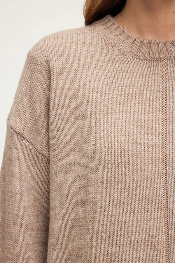 PabloJOSSIA BEIGE WOOL BLEND ROUND NECK SWEATER