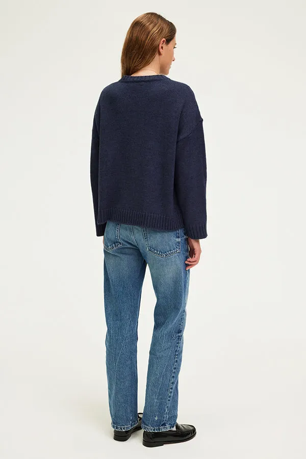 PabloJOSSIA BLUE WOOL BLEND ROUND NECK SWEATER