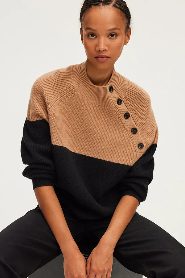 PabloJOVIANE STAND UP COLLAR TWO TONE SWEATER