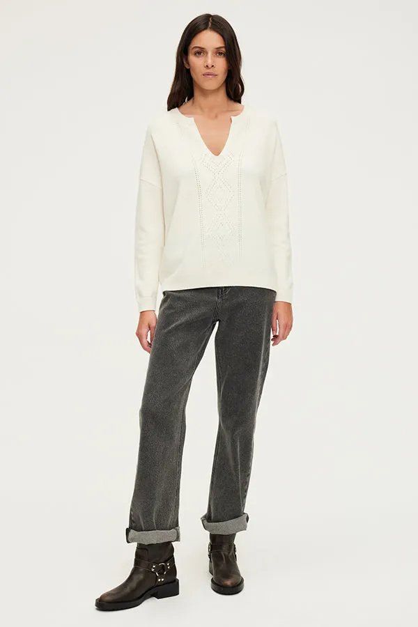 PabloJULICIA ECRU OPENWORK WOOL SWEATER