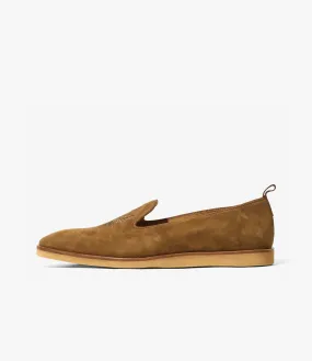 Papillon Embroidered Slip-On – Brown Suede