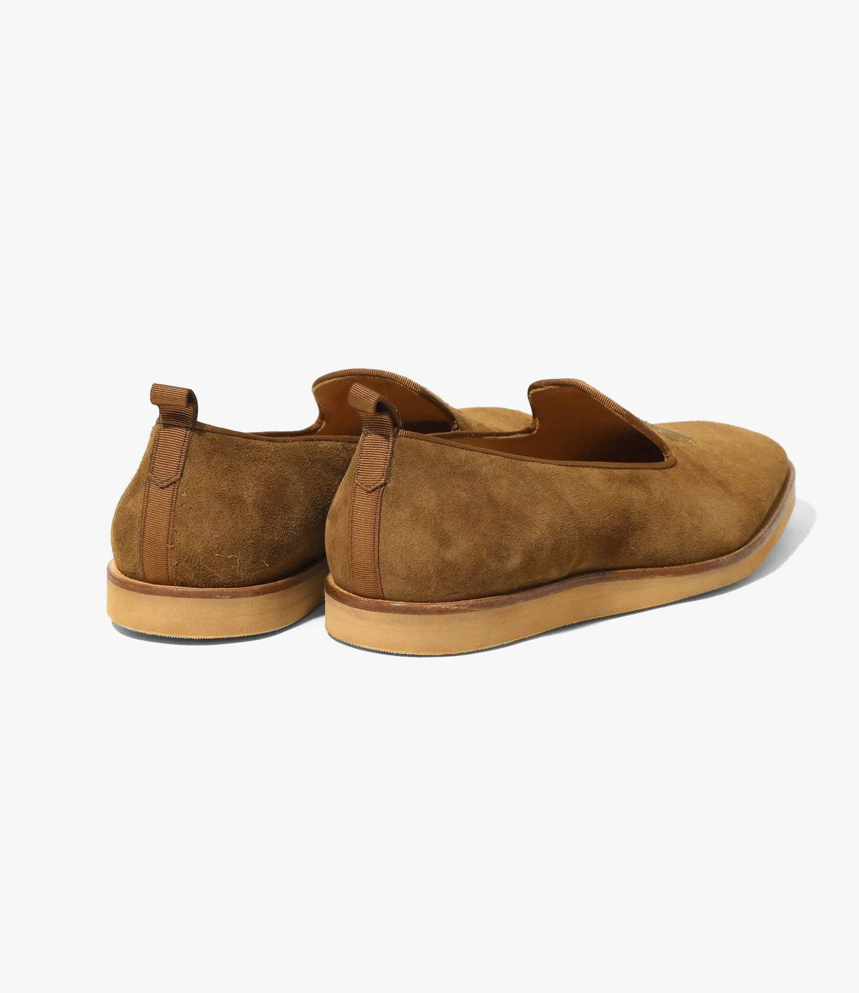 Papillon Embroidered Slip-On – Brown Suede