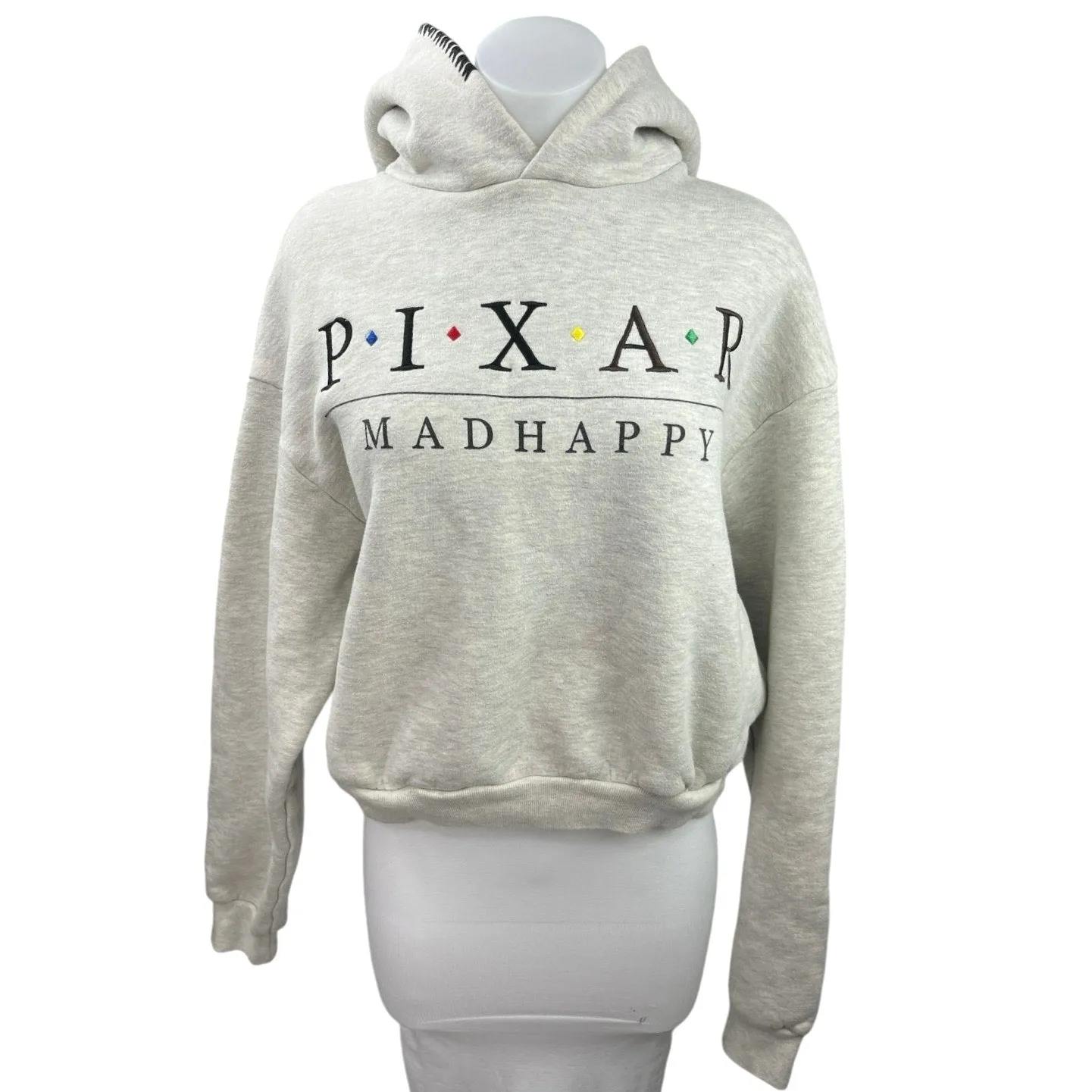 Pixar Madhappy Gray Heathered Logo Pullover Hoodie Hooded Sweatshirt Size XS