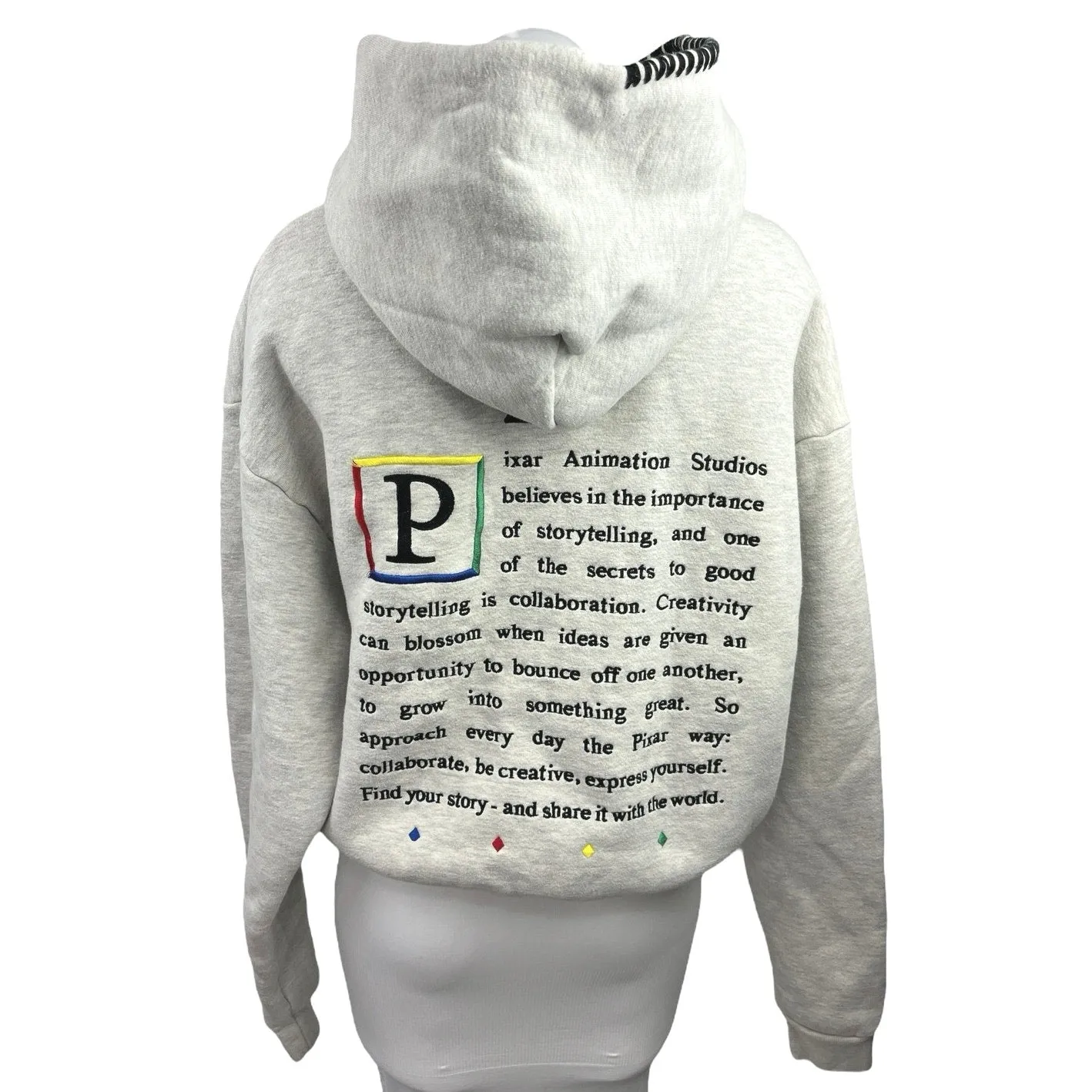 Pixar Madhappy Gray Heathered Logo Pullover Hoodie Hooded Sweatshirt Size XS