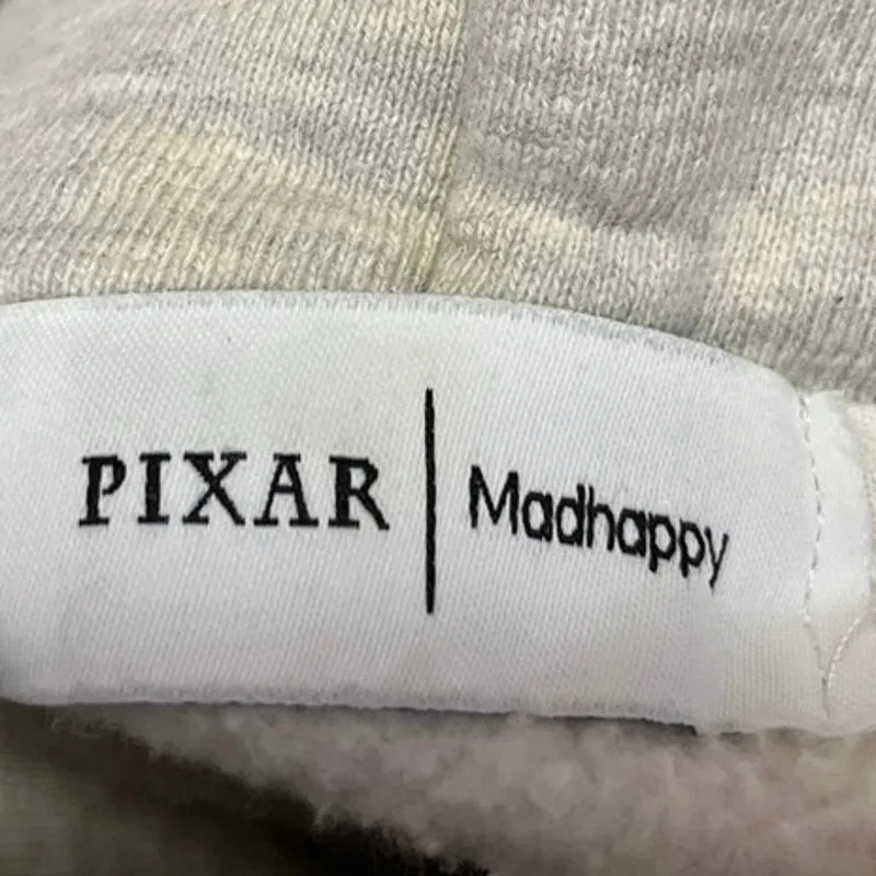 Pixar Madhappy Gray Heathered Logo Pullover Hoodie Hooded Sweatshirt Size XS