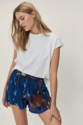 Plisse Blurred Print Shorts