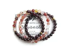 Red Hematoid Quartz Single Mala Bracelet for Grounding, Calming, Balancing