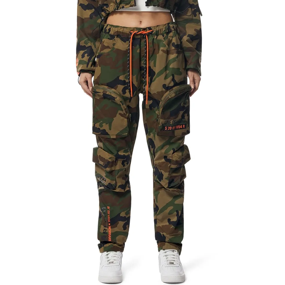 Relaxed Slouched Windbreaker Cargo Pants - Wood Camo