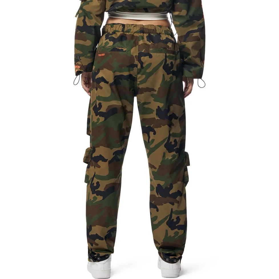 Relaxed Slouched Windbreaker Cargo Pants - Wood Camo