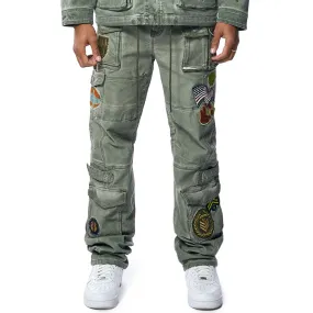 Retro Pigment Dyed Retro Multi Cargo Pants - Vintage Army