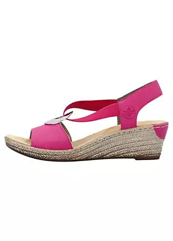 Rieker 624H6 Ladies Pink Elasticated Sandals | Grattan