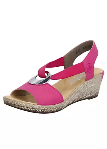 Rieker 624H6 Ladies Pink Elasticated Sandals | Grattan