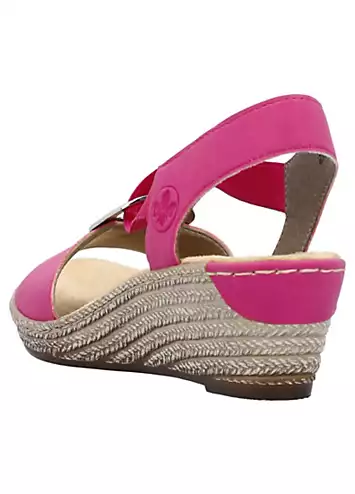 Rieker 624H6 Ladies Pink Elasticated Sandals | Grattan