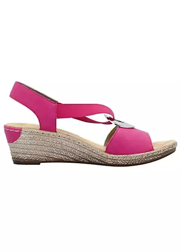 Rieker 624H6 Ladies Pink Elasticated Sandals | Grattan