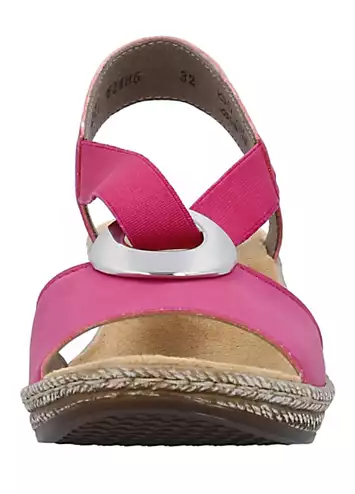 Rieker 624H6 Ladies Pink Elasticated Sandals | Grattan