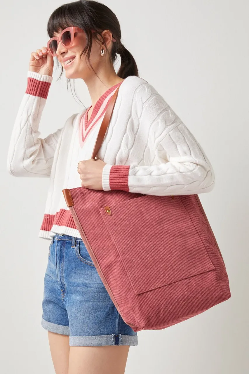 Sandi Corduroy Shoulder Strap Tote Bag