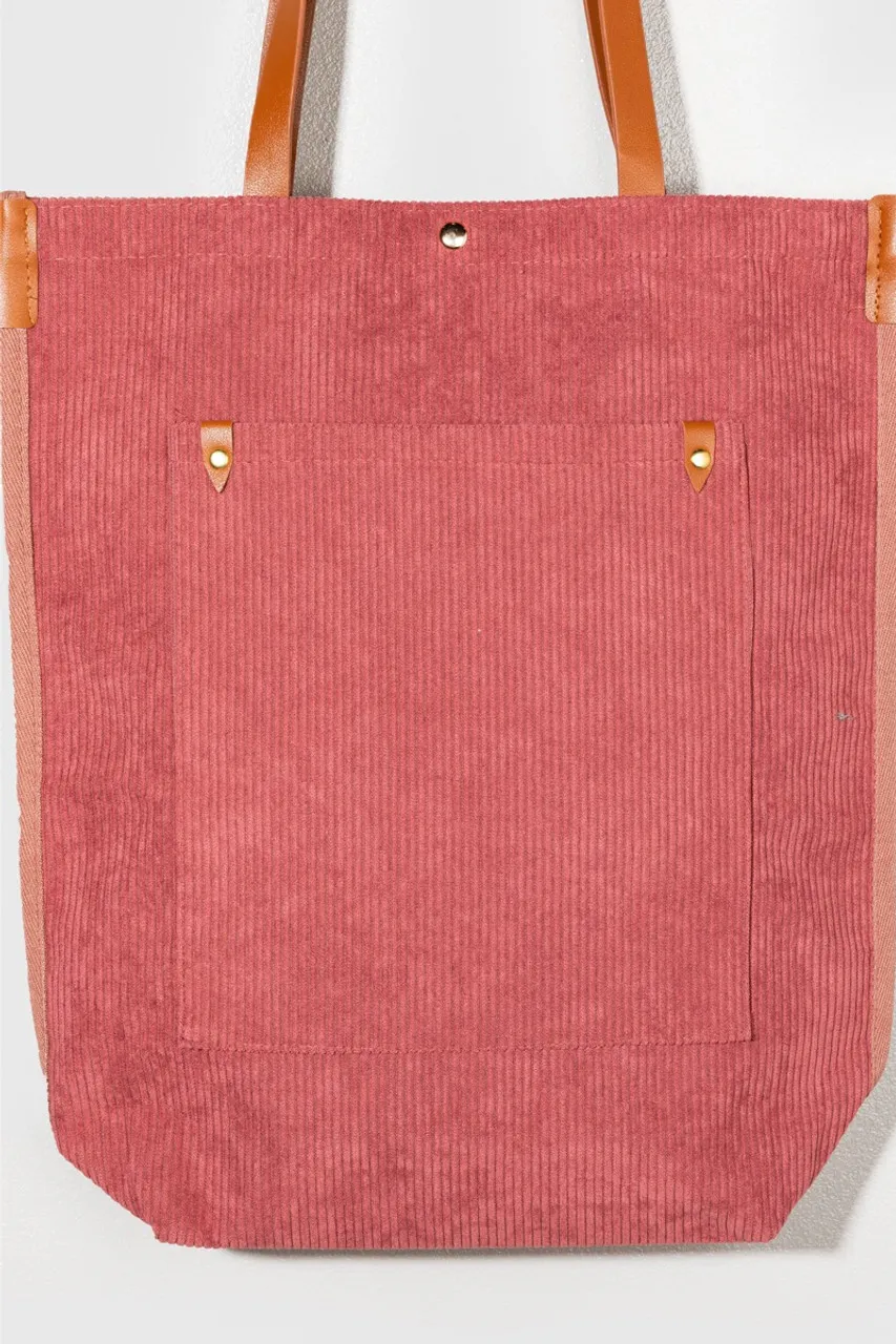 Sandi Corduroy Shoulder Strap Tote Bag