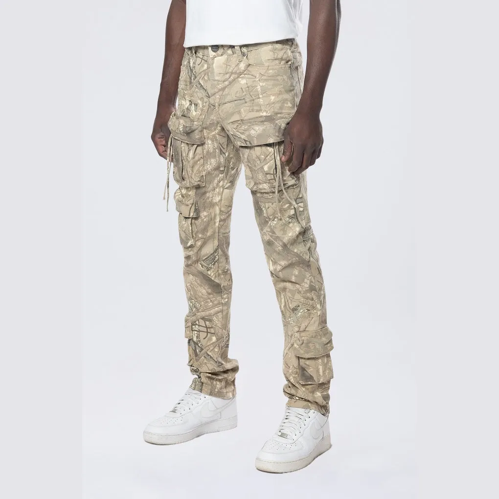 Slim Multi Cargo Pocket Pants - Khaki Hunting Camo