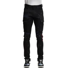 Slim Tapered Rip & Repair Cargo Pants - Black OG