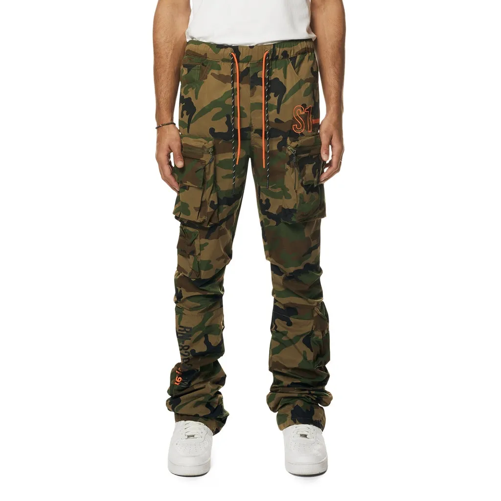 Stacked Utility Windbreaker Cargo Pants - Wood Camo