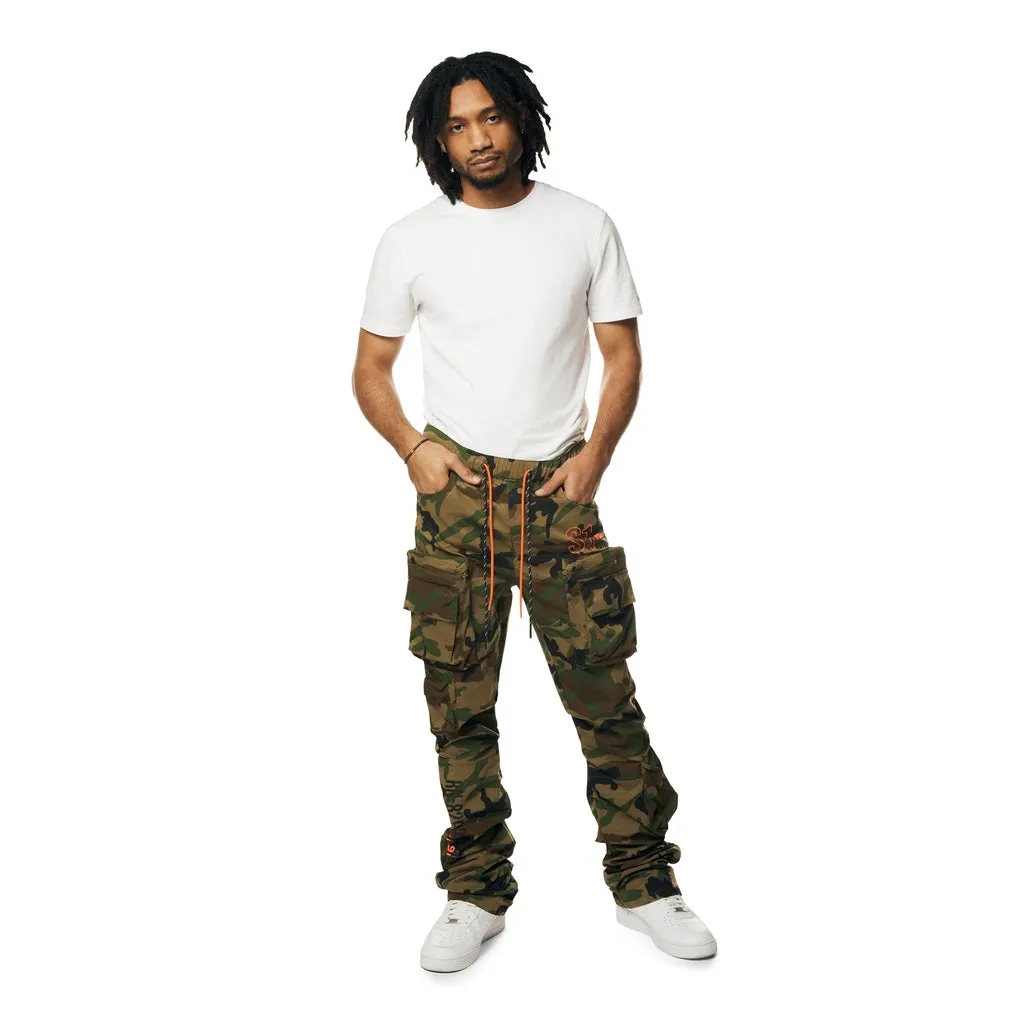 Stacked Utility Windbreaker Cargo Pants - Wood Camo