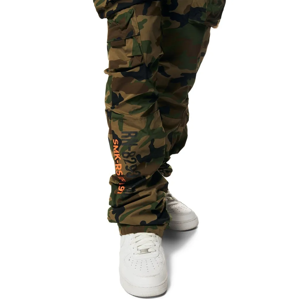 Stacked Utility Windbreaker Cargo Pants - Wood Camo