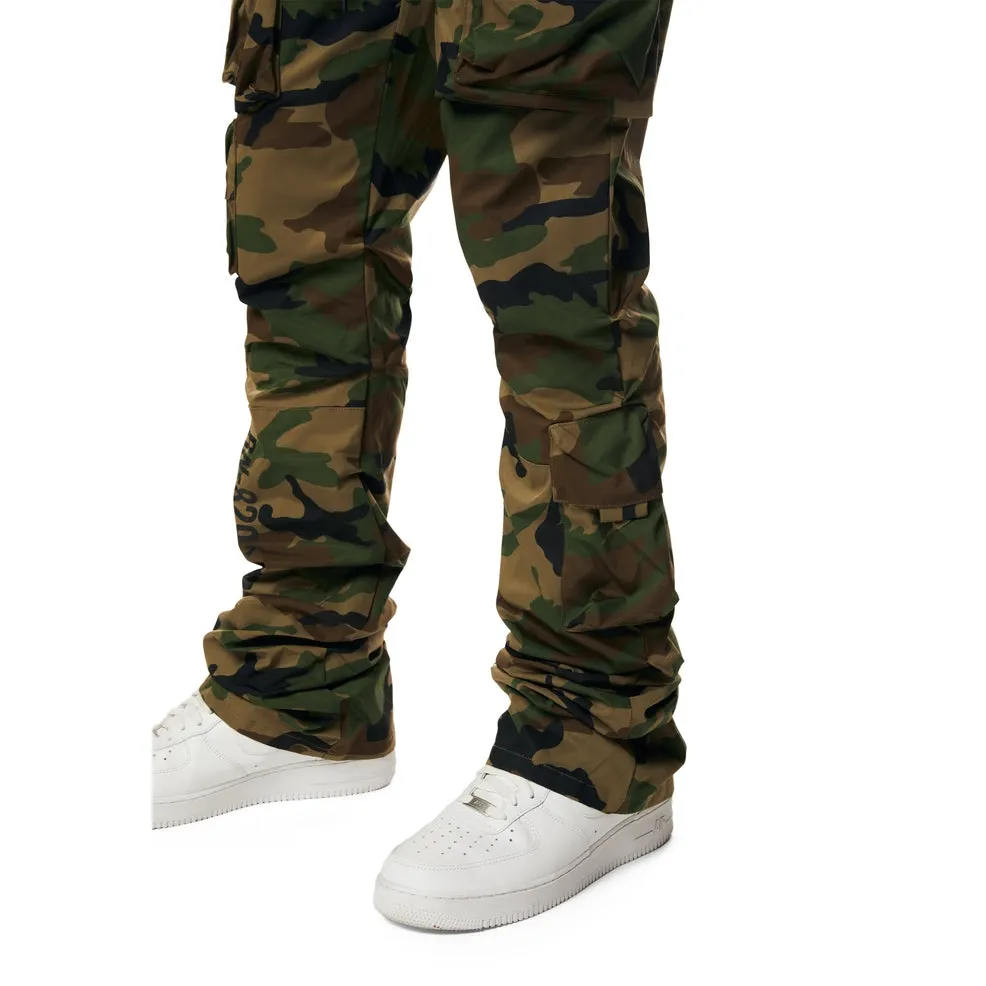 Stacked Utility Windbreaker Cargo Pants - Wood Camo