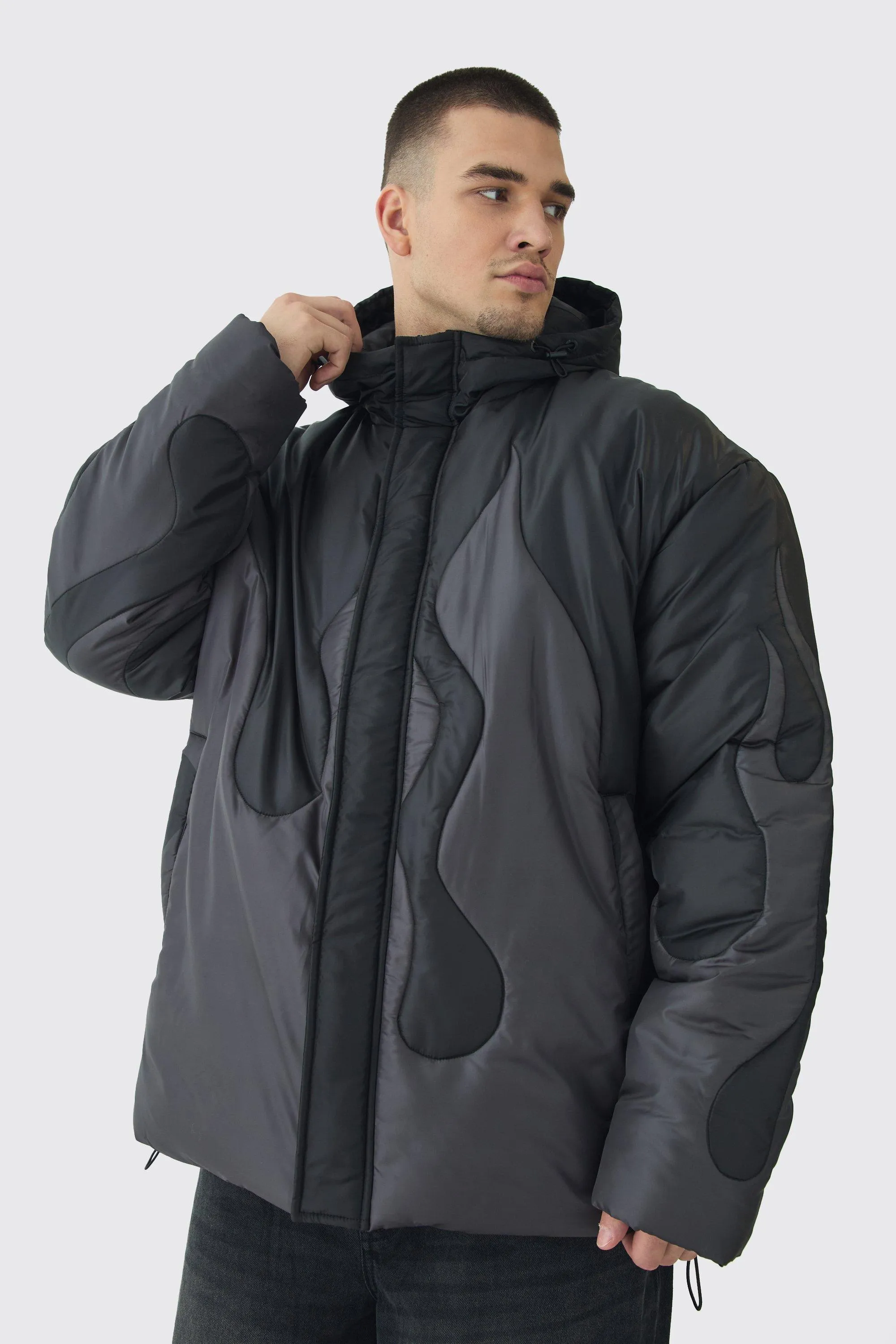 Tall Flame Hooded Oversized Puffer Jacket