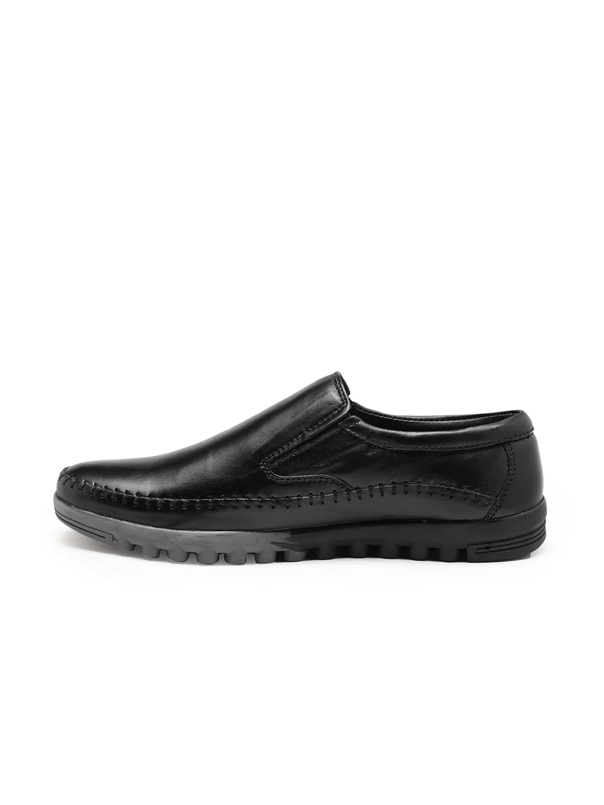 Teakwood Genuine Leather Black Loafers