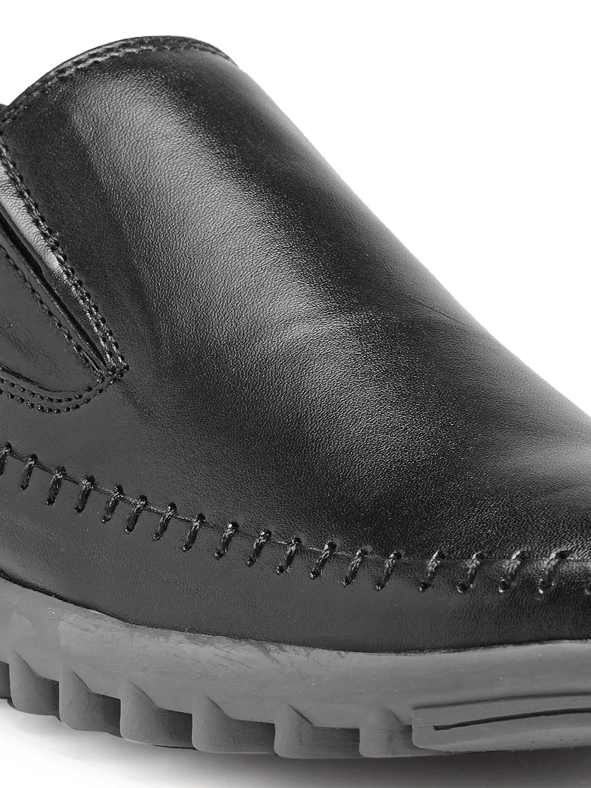 Teakwood Genuine Leather Black Loafers