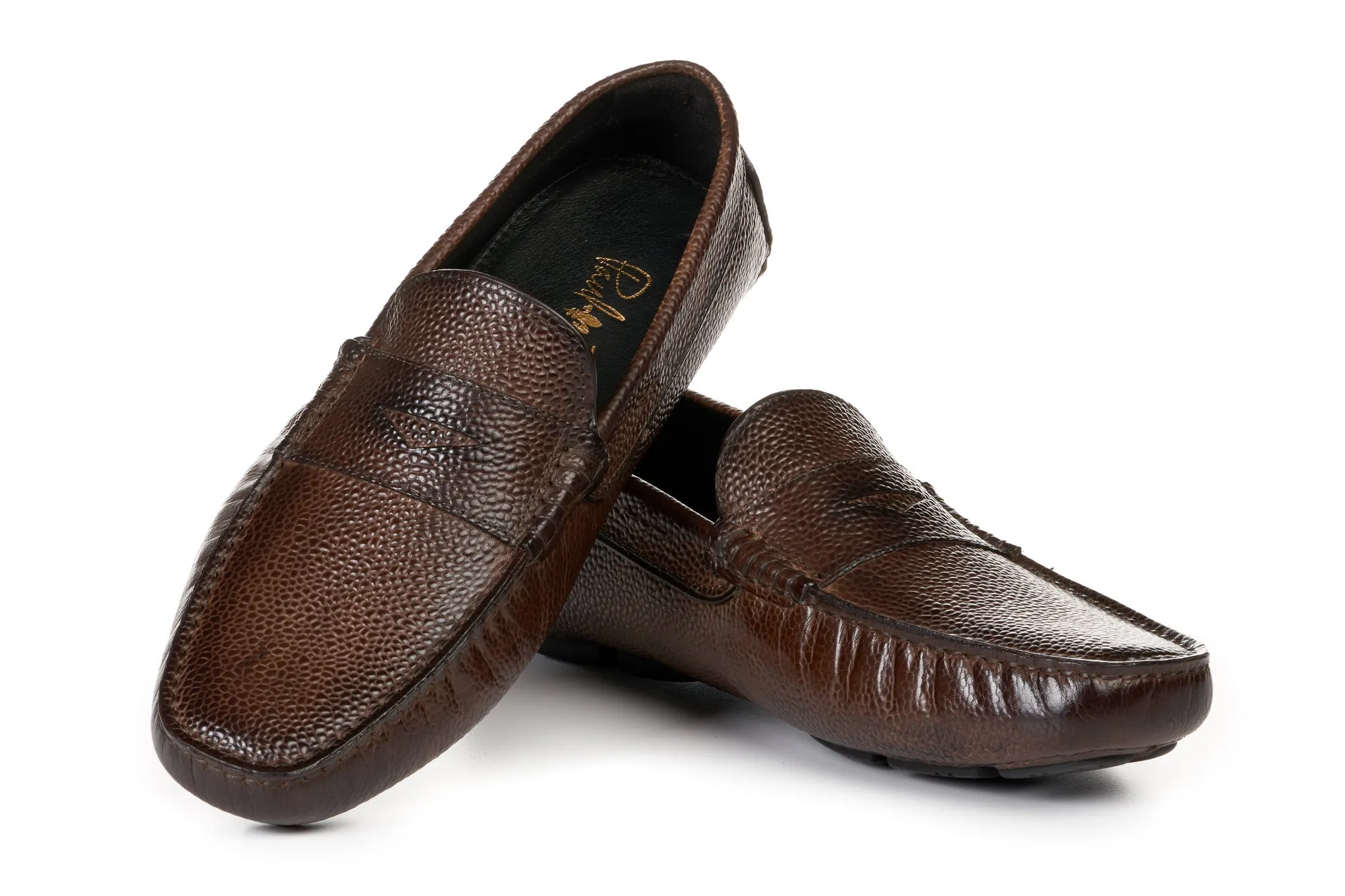 The McQueen Driving Loafer - Brown - Pebbled Leather