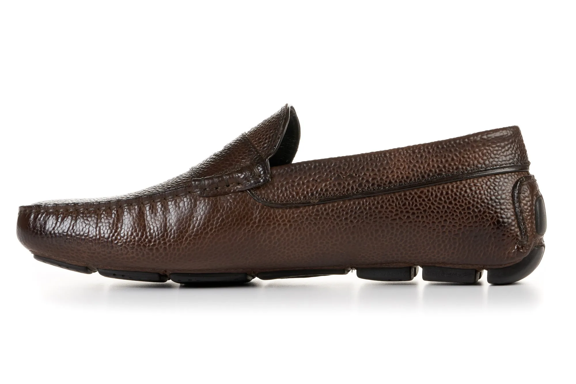 The McQueen Driving Loafer - Brown - Pebbled Leather