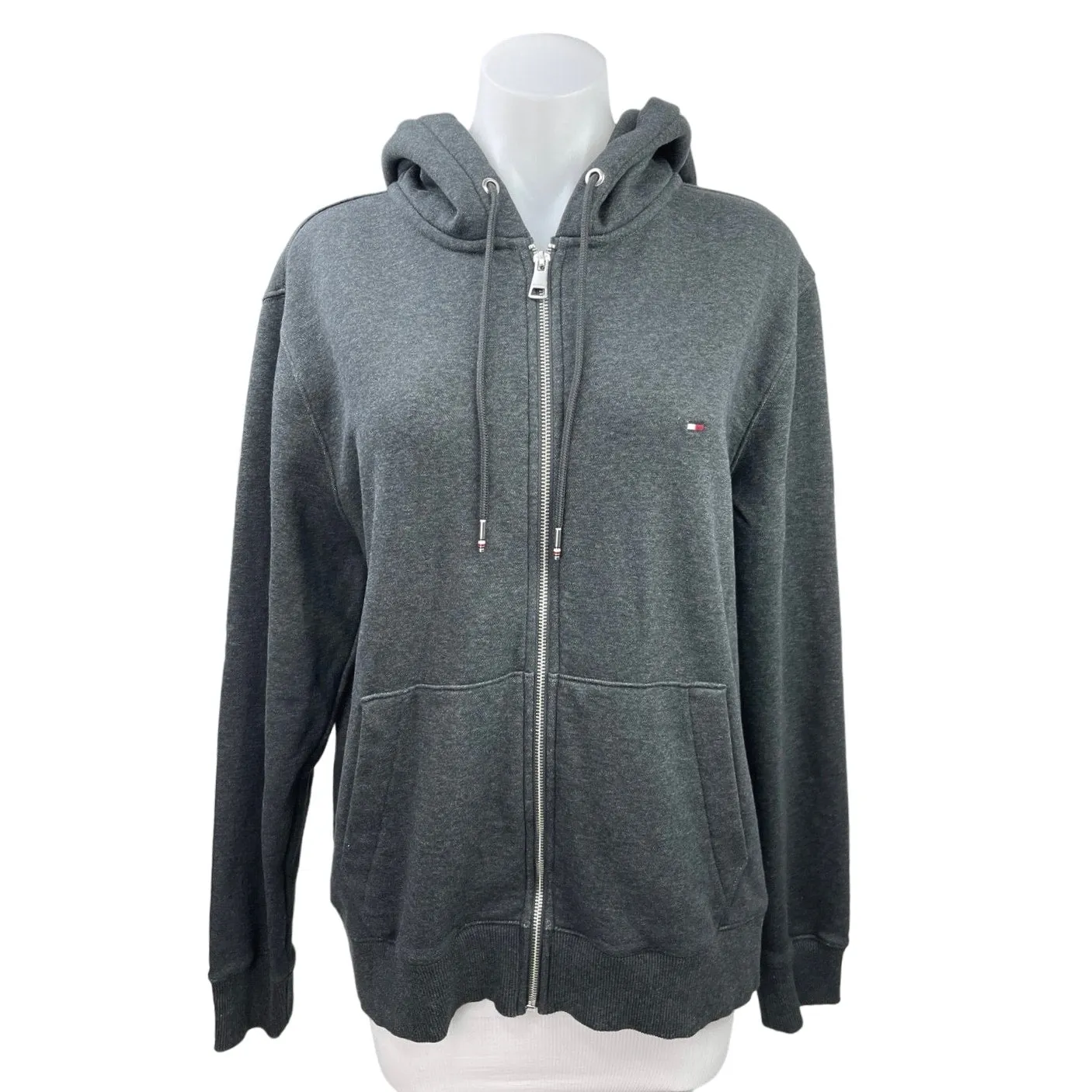 Tommy Hilfiger Unisex Gray Long Sleeve Zipper Casual Sweatshirt Hoodie Jacket M