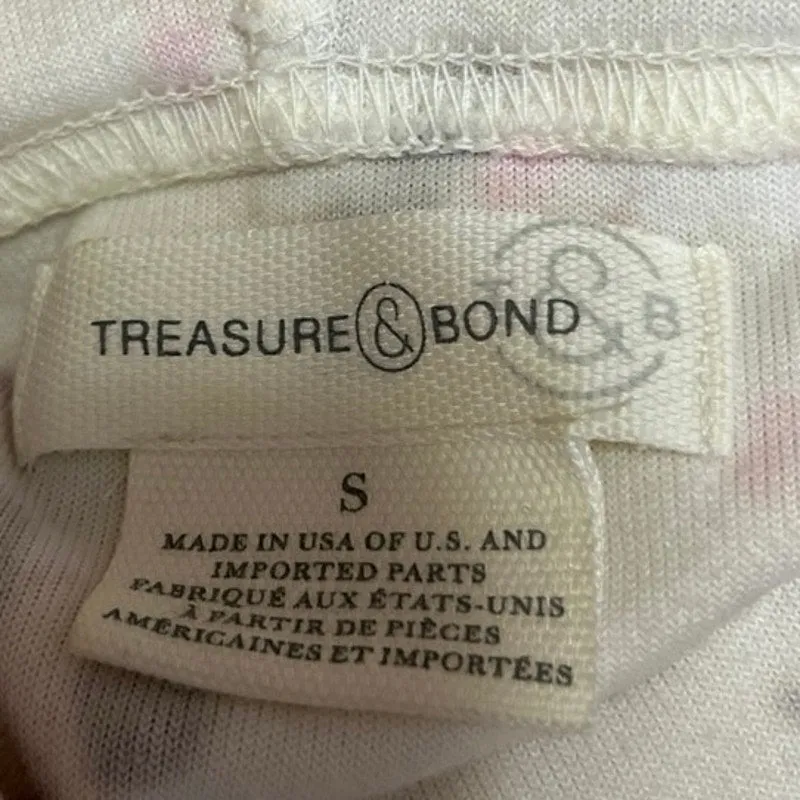 Treasure & Bond Cream Pink Tie Dye Pocket Pullover Hoodie Sweatshirt Size S