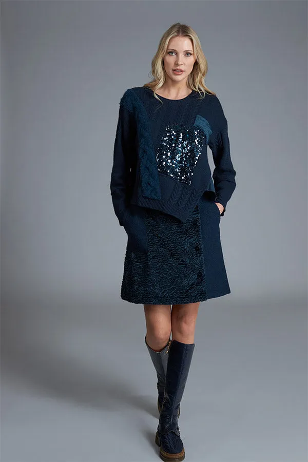 Tricot Chic NAVY SEQUINNED SWEATER