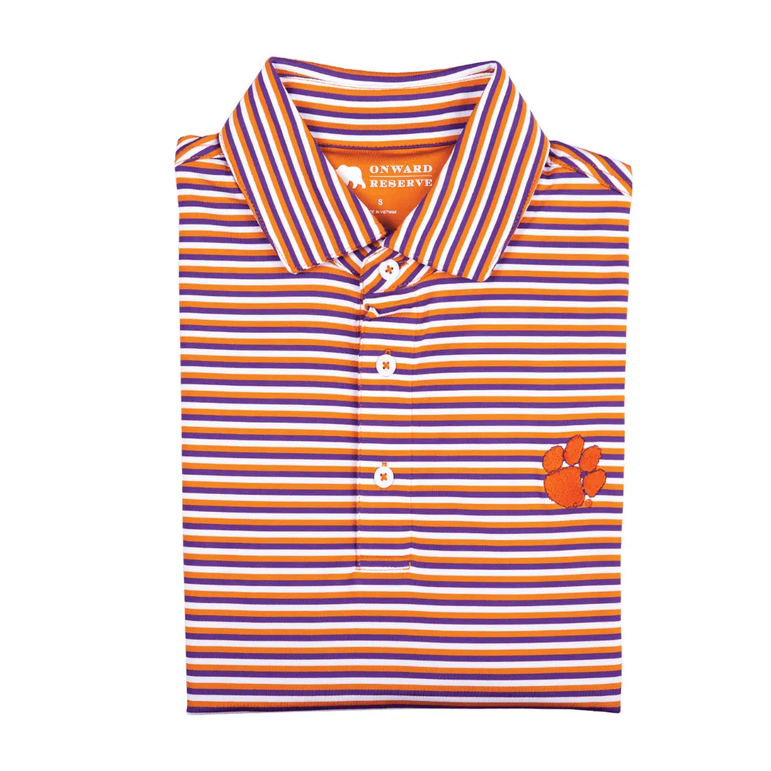 Triple Stripe Clemson Paw Polo