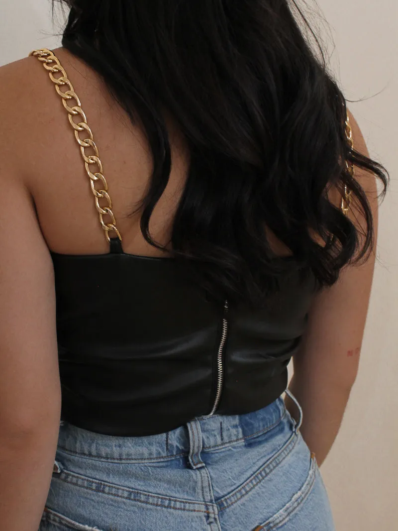 TWISTED CHAIN CROP | BLACK