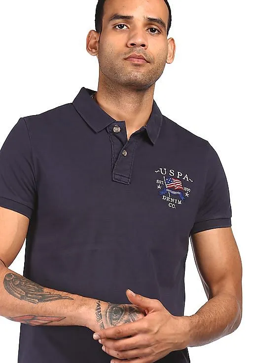 U.S. Polo Assn. Denim Co. Men Navy Solid Polo T-Shirt