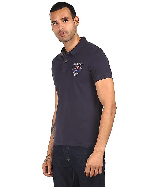 U.S. Polo Assn. Denim Co. Men Navy Solid Polo T-Shirt