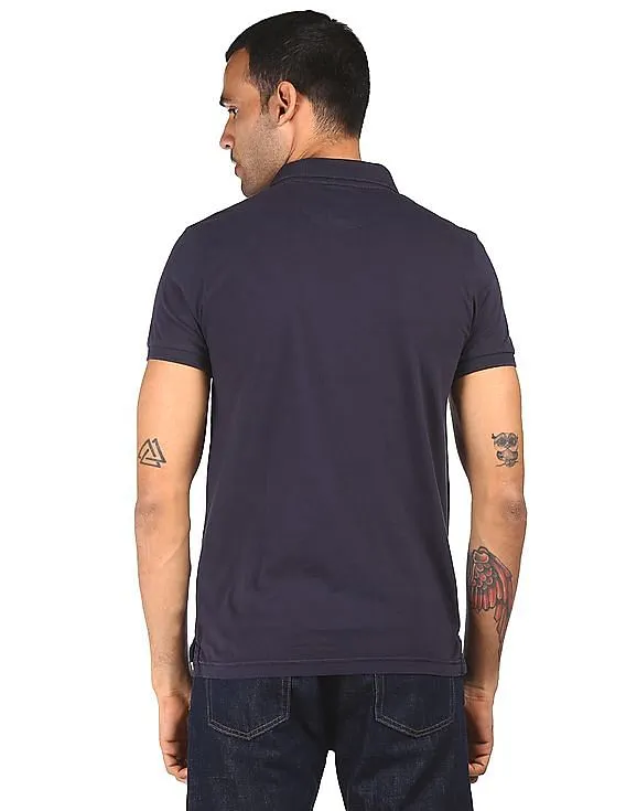 U.S. Polo Assn. Denim Co. Men Navy Solid Polo T-Shirt