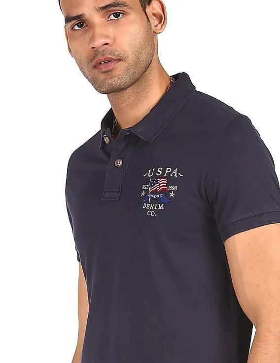 U.S. Polo Assn. Denim Co. Men Navy Solid Polo T-Shirt