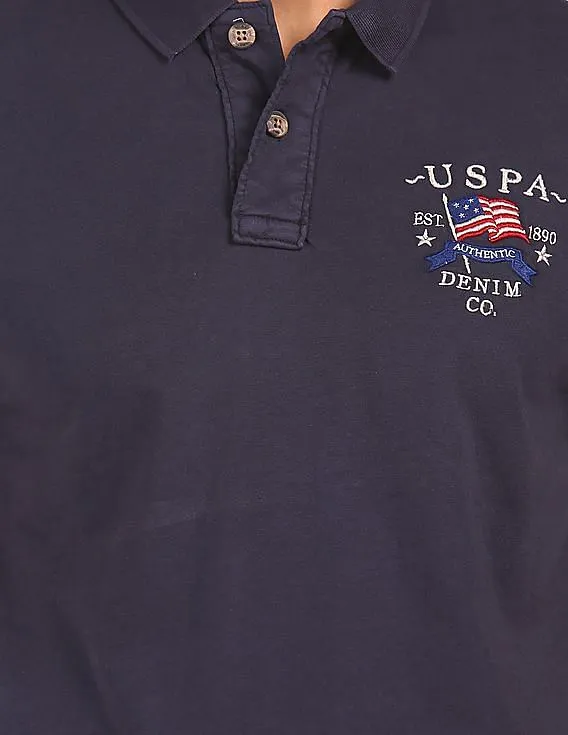 U.S. Polo Assn. Denim Co. Men Navy Solid Polo T-Shirt